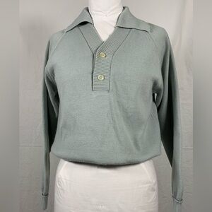 Women's Sage Green Polo Sweater - Size S/M